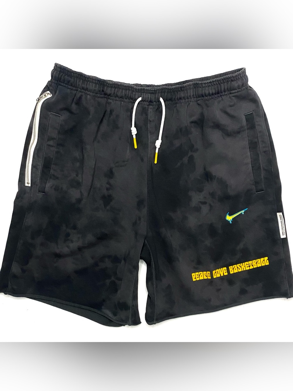 Nike Peace Love Basketball Black Tie-Dye Standard Issue Fleece Shorts Men's XL